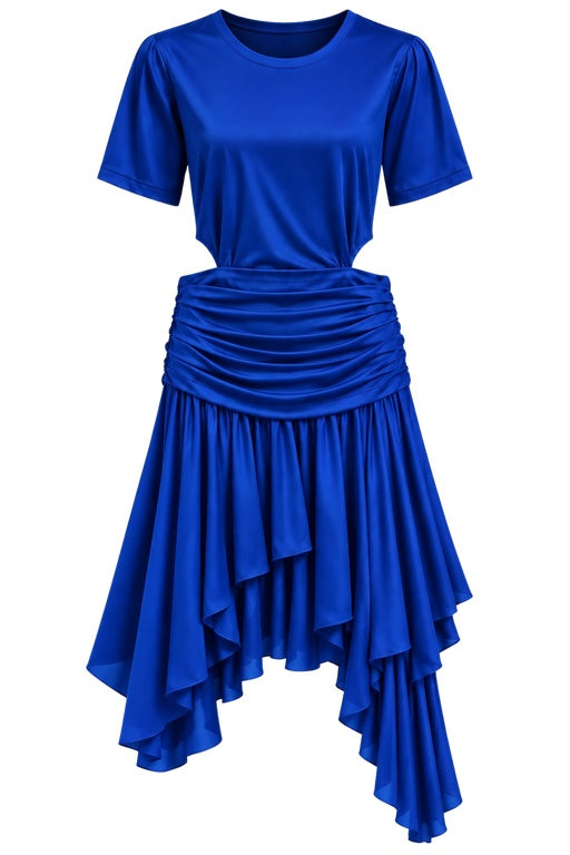 Vestido Pala Babados Assimétricos