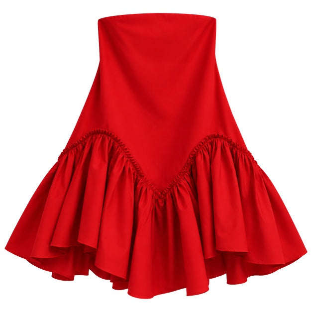 Vestido Tricoline Sem Alça Babado