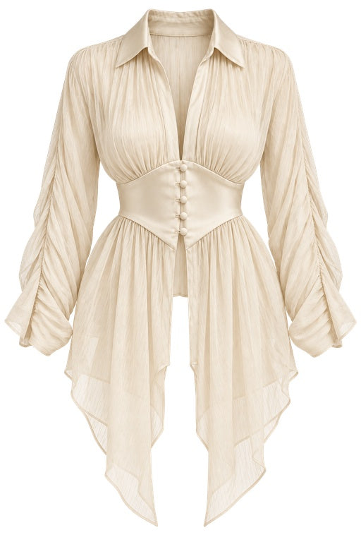 Blusa Bata Acinturada