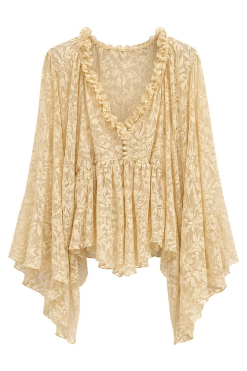 Blusa Bata Renda Manga Ampla