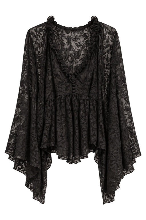 Blusa Bata Renda Manga Ampla