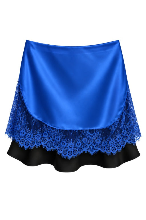Saia Bicolor Cetim com Renda