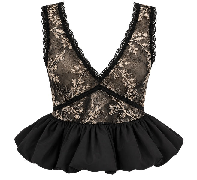 Blusa Peplum Renda Bordada