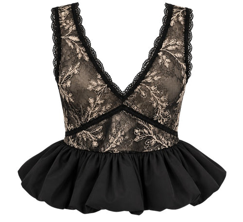 Blusa Peplum Renda Bordada