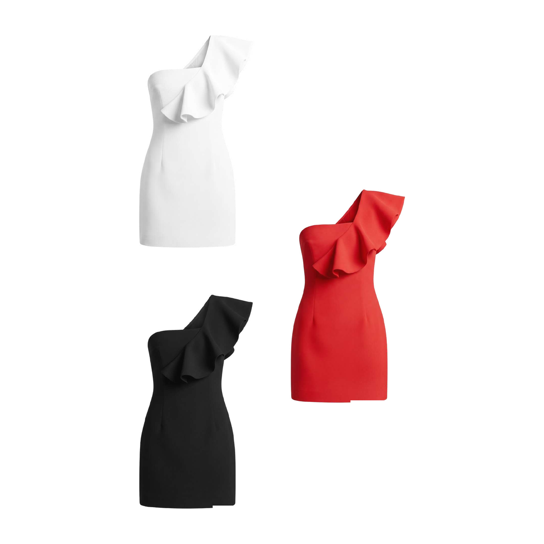 Vestido Curto com 1 Babado